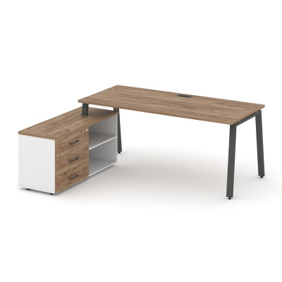 Style Project Direct Стол письменный с греденцией левой SN-6A.SRG-015.M(L) Дуб Табак/Белый/Дуб Табак