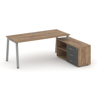 Стол письменный с греденцией правой Стайл Проджект Директ 2180*1580*750 SN-6A.SRG-026.M(R) Дуб Табак/Дуб Табак/Антрацит/Металл Серый