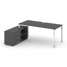 Style Project Direct Lux Стол письменный с греденцией левой M-SN-6P.SRG-013.M(L) Антрацит/Нержавеюща