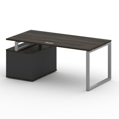 Шифт Стол руководителя с опорной тумбой , правый SK.SRT-180.P (R) Дуб Мали/Антрацит NEW/Металл Серый