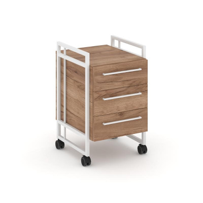 Rift Direct Тумба мобильная RF.TMR-001 Дуб Табак/Металл Белый/Белый Ручки 424*500*680