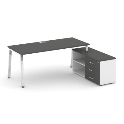 Style Project Direct Lux Стол письменный с греденцией правой M-SN-6A.SRG-014.M(R) Антрацит/Белый/Ант
