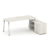 Style Project Direct Lux Стол письменный с греденцией правой M-SN-6A.SRG-023.M(R) Дуб Наварра/Нержав