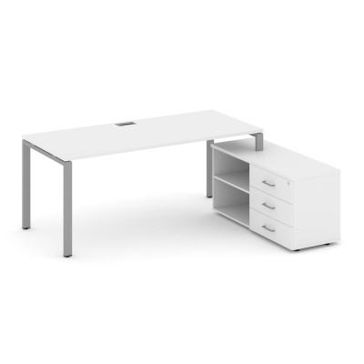 Style Project Direct Стол письменный с греденцией правой SN-6P.SRG-026.M(R) Белый/Металл Серый/Заглу