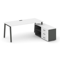 Style Project Direct Стол письменный с греденцией правой SN-6A.SRG-013.M(R) Белый/Антрацит/Белый/Мет