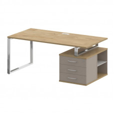 Стол руководителя с опорной тумбой, правы Шифт 1800*904*753 SK.SRT-180 (R) Тиквуд Светлый/Капучино