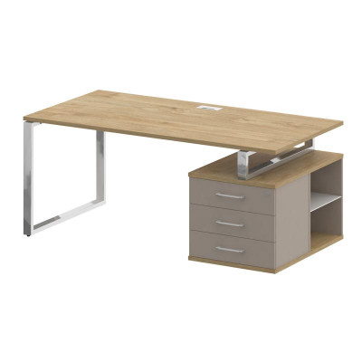 Шифт Стол руководителя с опорной тумбой, правый SK.SRT-180 (R) Тиквуд Светлый/Капучино 1800*904*753