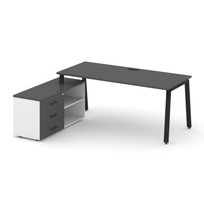 Style Project Direct Стол письменный с греденцией левой SN-6A.SRG-013.M(L) Антрацит/Белый/Антрацит/М