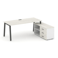 Style Project Direct Стол письменный с греденцией правой SN-6A.SRG-024.M(R) Дуб Наварра/Белый/Дуб На