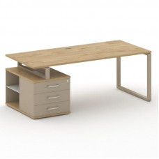 Стол руководителя с опорной тумбой , левый Шифт 2000*904*753 SK.SRT-200.P (L) Тиквуд Светлый/Капучино/Металл Капучино