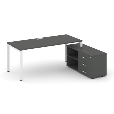 Style Project Direct Стол письменный с греденцией правой SN-6P.SRG-014.M(R) Антрацит/Металл Белый/За