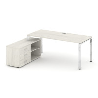 Style Project Direct Lux Стол письменный с греденцией левой M-SN-6P.SRG-023.M(L) Дуб Наварра/Нержаве