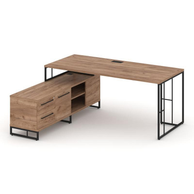 Rift Direct Стол руководителя на опорной тумбой RF.SRT-24 (L) Дуб Табак/Металл Черный/Черный Ручки 1