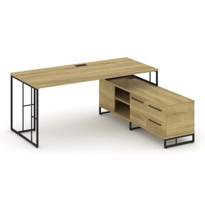 Rift Direct Стол руководителя на опорной тумбой RF.SRT-24 (R) Дуб Винченцо/Металл Черный/Черный Ручк