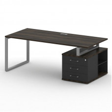 Стол руководителя с опорной тумбой , правый Шифт 2000*904*753 SK.SRT-200.P (R) Дуб Мали/Антрацит NEW/Металл Серый