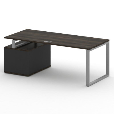 Шифт Стол руководителя с опорной тумбой , правый SK.SRT-200.P (R) Дуб Мали/Антрацит NEW/Металл Серый