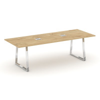 Style Project Direct Lux Стол переговорный M-SN-6T1.SPRG-258 Тиквуд Светлый/Нержавеющая Сталь/Хром 2