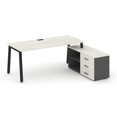 Style Project Direct Стол письменный с греденцией правой SN-6A.SRG-014.M(R) Дуб Наварра/Антрацит/Дуб