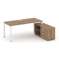 Style Project Direct Стол письменный с греденцией правой SN-6P.SRG-016.M(R) Дуб Табак/Металл Белый/З