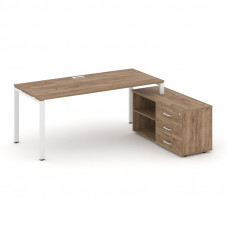 Style Project Direct Стол письменный с греденцией правой SN-6P.SRG-016.M(R) Дуб Табак/Металл Белый/З