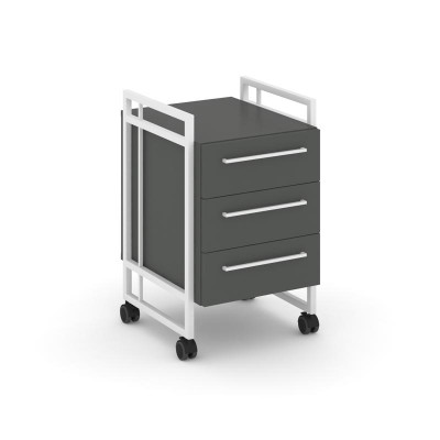 Rift Direct Тумба мобильная RF.TMR-001 Антрацит NEW/Металл Белый/Белый Ручки 424*500*680