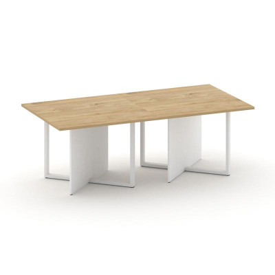 Шифт Стол переговорный, двойной, прямоугольный SK.SP-KV-110-2.P Тиквуд Светлый/Белый Бриллиант/Метал
