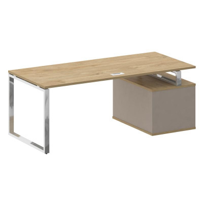 Шифт Стол руководителя с опорной тумбой, левый SK.SRT-200 (L) Тиквуд Светлый/Капучино 2000*904*753