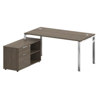 Metal System Direct Стол руковод. с тумбой БГ.СРТ-4.8 (L) Вяз Благородный/Нержавеющая Сталь 1700*162