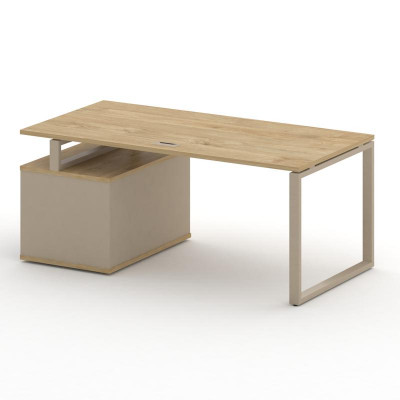 Шифт Стол руководителя с опорной тумбой , правый SK.SRT-180.P (R) Тиквуд Светлый/Капучино/Металл Кап