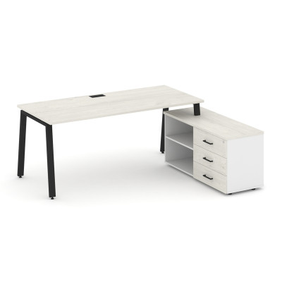 Style Project Direct Стол письменный с греденцией правой SN-6A.SRG-023.M(R) Дуб Наварра/Белый/Дуб На