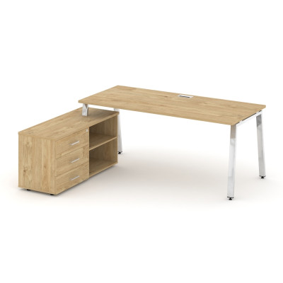 Style Project Direct Lux Стол письменный с греденцией левой M-SN-6A.SRG-023.M(L) Тиквуд Светлый/Нерж