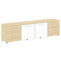 Тумба модульная Ялта 2188*450*580 LT.TS-4.2 black Акация Лорка/Стекло White