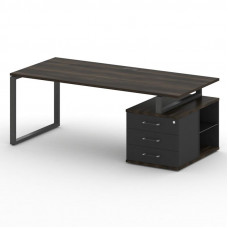 Стол руководителя с опорной тумбой , правый Шифт 2000*904*753 SK.SRT-200.P (R) Дуб Мали/Антрацит NEW/Металл Антрацит