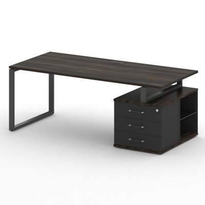 Шифт Стол руководителя с опорной тумбой , правый SK.SRT-200.P (R) Дуб Мали/Антрацит NEW/Металл Антра