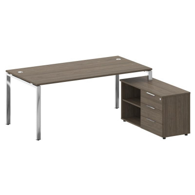 Metal System Direct Стол руковод. с тумбой БГ.СРТ-5.9 (R) Вяз Благородный/Нержавеющая Сталь 1900*172