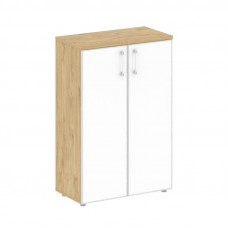 Шкаф офисный средний широкий Шифт 800*420*1207 SK.ST-2.4R white Тиквуд Светлый/Стекло White