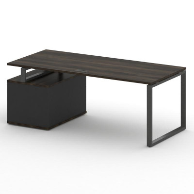 Шифт Стол руководителя с опорной тумбой , правый SK.SRT-200.P (R) Дуб Мали/Антрацит NEW/Металл Антра