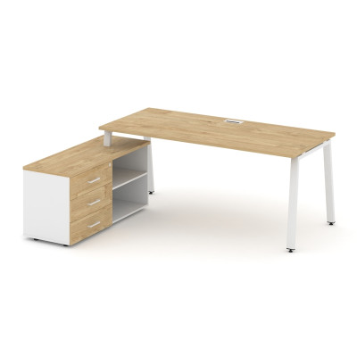 Style Project Direct Стол письменный с греденцией левой SN-6A.SRG-023.M(L) Тиквуд Светлый/Белый/Тикв