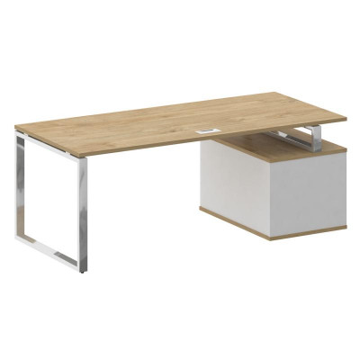 Shift Стол руководителя с опорной тумбой, левый SK.SRT-200 (L) Тиквуд Светлый/Белый Бриллиант 2000*9