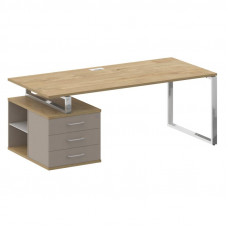 Стол руководителя с опорной тумбой, левый Шифт 2000*904*753 SK.SRT-200 (L) Тиквуд Светлый/Капучино