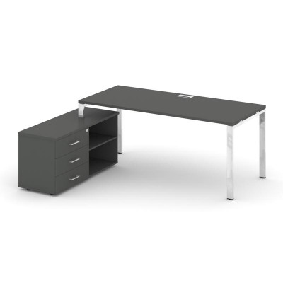 Стайл Проджект Директ Люкс Стол письменный с греденцией левой M-SN-6P.SRG-016.M(L) Антрацит NEW/Нерж