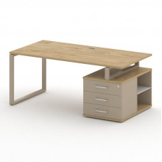 Стол руководителя с опорной тумбой , правый Шифт 1800*904*753 SK.SRT-180.P (R) Тиквуд Светлый/Капучино/Металл Капучино