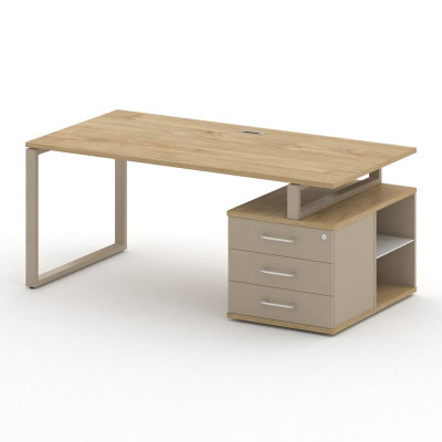 Шифт Стол руководителя с опорной тумбой , правый SK.SRT-180.P (R) Тиквуд Светлый/Капучино/Металл Кап