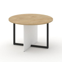 Шифт Стол переговорный, круглый SK.SP-KR-120.P Тиквуд Светлый/Белый Бриллиант/Металл Черный 1200*120