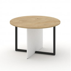 Стол переговорный, круглый Шифт 1200*1200*753 SK.SP-KR-120.P Тиквуд Светлый/Белый Бриллиант/Металл Черный