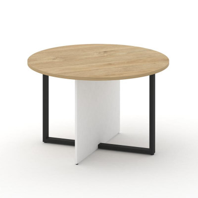 Шифт Стол переговорный, круглый SK.SP-KR-120.P Тиквуд Светлый/Белый Бриллиант/Металл Черный 1200*120