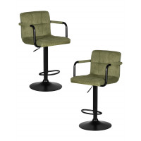Набор 2 шт Стул барный DOBRIN KRUGER ARM BLACK (зеленый вельвет (LAR-E2041-7))