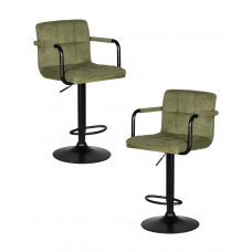 Набор 2 шт Стул барный DOBRIN KRUGER ARM BLACK (зеленый вельвет (LAR-E2041-7))