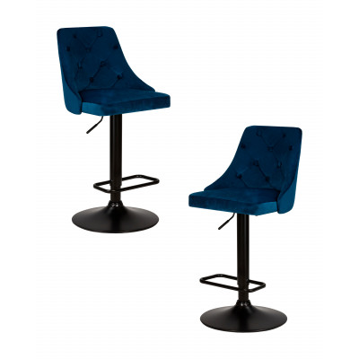 Набор 2 шт Стул барный DOBRIN JOSEPH BLACK (синий велюр (MJ9-117)) - купить в Екатеринбурге, в наличии