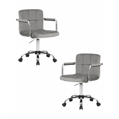Набор 2 шт Офисное кресло для персонала DOBRIN TERRY (серый велюр (MJ9-75)) - купить в Екатеринбурге, в наличии